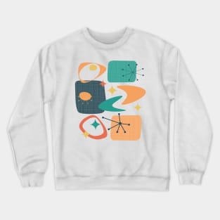 Atomic Age Mid Century 15 in Teal, Orange and Yellow Crewneck Sweatshirt